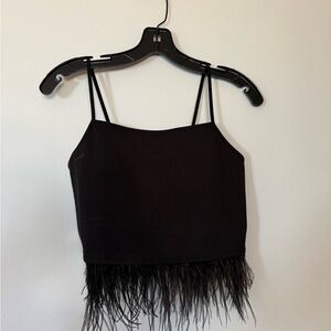 Urban Outfitters Black Camisole with Feather Detail